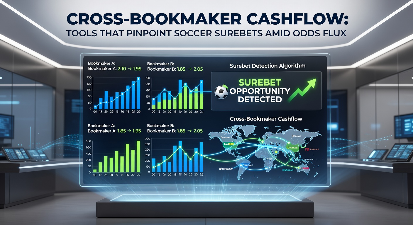 Digital dashboard displaying real-time soccer surebet alerts across multiple bookmakers, highlighting profit margins amid fluctuating odds