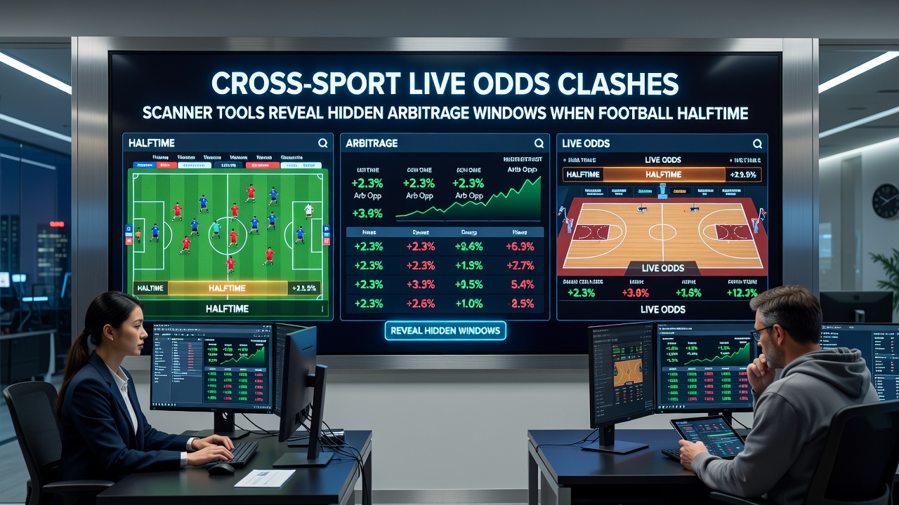 Dashboard view showing matched bets placed across football halftime and basketball quarter markets with profit margin highlighted