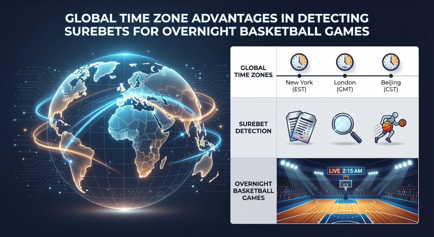 Illustration of synchronized betting screens showing live odds across Asian, European, and American time zones for a basketball match