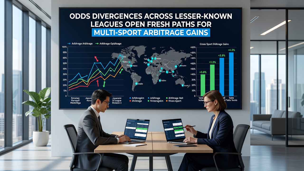 Multi-sport betting interface displaying live odds from soccer, tennis, and basketball lesser-known leagues with highlighted arbitrage opportunities