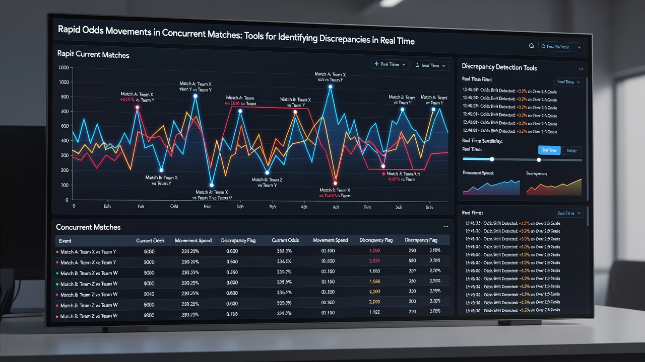 Analyst reviewing synchronized odds data from overlapping live matches on multiple screens