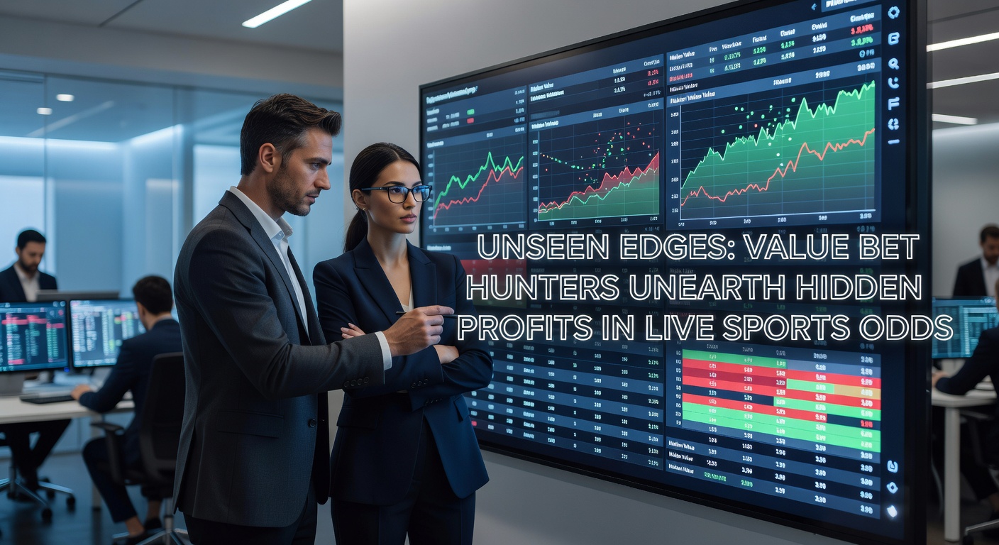 Digital dashboard displaying live sports odds fluctuations with value bet alerts highlighted in green, showing real-time profit potential across multiple bookmakers